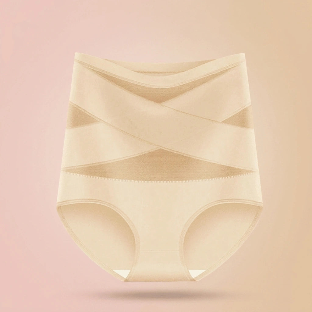 Korkeavyötäröiset muotoiluhousut synnytyksen jälkeen, 360 asteen kompressio, beige